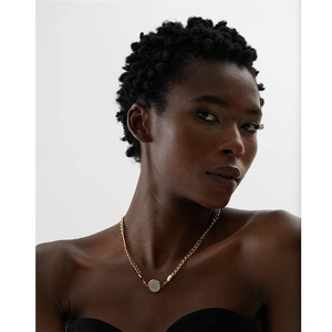Collier en acier inoxydable plaqué or 18 carats, pendentif rond vintage portrait <span class=keywords><strong>Maya</strong></span>, chaîne épaisse, colliers exagérés pour la clavicule - Product Image 1