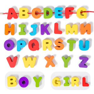 Juguetes de madera Montessori, <span class=keywords><strong>juego</strong></span> de secuencia de cuentas con alfabeto digital de animales para desarrollar la habilidad práctica - Product Image 1