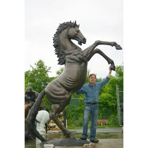 Custom High Quality large bronze rearing horse metal hot cast antique jumping brass horse statue For Fountain Decor