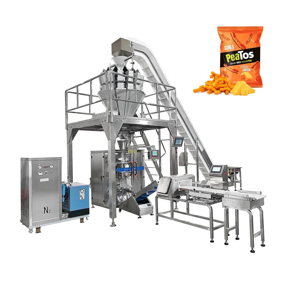 Automatic nitrogen potato chip packaging machine puffed snack food weighting vertical ffs packaging snack machine