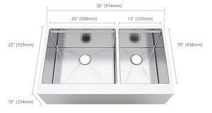 Fregadero Doble <span class=keywords><strong>Grande</strong></span> Contemporáneo Hecho a Mano para Granja, con Delantal Frontal, Duradero y Multifuncional, Venta al por Mayor - Product Image 2