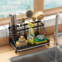 Coovens Double Égouttoir de Cuisine Moderne en Acier Inoxydable, Gain de Place, pour Éponge, Torchons et Couverts