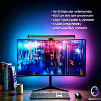 Lampe de lecture LED USB pour la protection des yeux, Ra95, lampe pour écran d'ordinateur, sans éblouissement, lampe de bureau à intensité réglable, barre lumineuse pour écran d'ordinateur