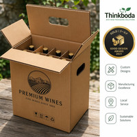 Boîte d'expédition de luxe pour 6 bouteilles de vin à double paroi, en carton ondulé avec poignée, étui en carton recyclable, Offre Maître