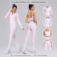 Vêtements de sport personnalisés en gros pour femmes, ensembles de vêtements de sport, veste à manches longues, leggings, vêtements de sport, ensembles de fitness, ensembles de yoga