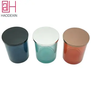HAODEXIN Glass Jar Với Rose Gold Đen Bạc Kim Loại Tinplate Nắp Đậy Mũ Đóng Cửa Cho Nến Thủy Tinh Jar Với Silicone Ring Gasket