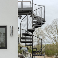 Grandsea Escalier en colimaçon en verre commercial facile à installer Escalier en bois Échelle hélicoïdale Escaliers pour terrasse extérieure