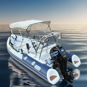Bateau gonflable de sport de pêche de bateau de RIB de coque en fibre de verre à grande vitesse de la CE Voile RIB 430 Bateau avec le moteur hors-bord <span class=keywords><strong>4</strong></span> temps - Product Image 1
