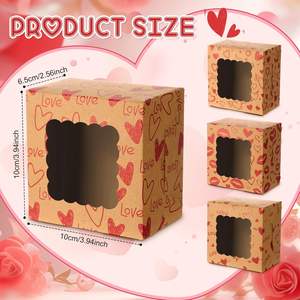Boîtes à biscuits en kraft avec fenêtre en forme de cœur pour la Saint-Valentin, contenants pour cupcakes, pour bonbons, pâtisseries, emballages, fournitures pour fêtes de mariage - Product Image 4