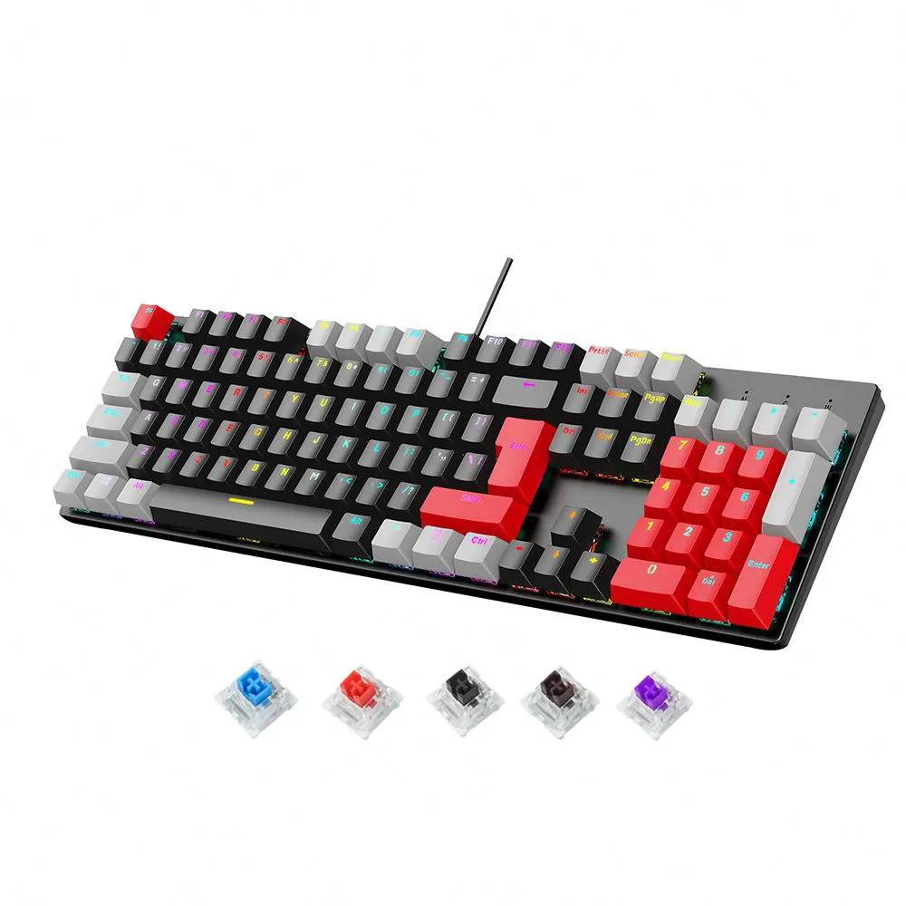 Leo teclado mecânico personalizado, teclado mecânico multimídia de alumínio com fio, luz de metal, rgb, para jogos, pc, gamer