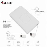 Batería Externa Promocional GifTek con Certificación CE, Ultra Delgada, de ABS, con Logotipo Personalizado, Tamaño de Tarjeta de Crédito, Mini 2500mAh, Conector Micro USB, Carga Rápida