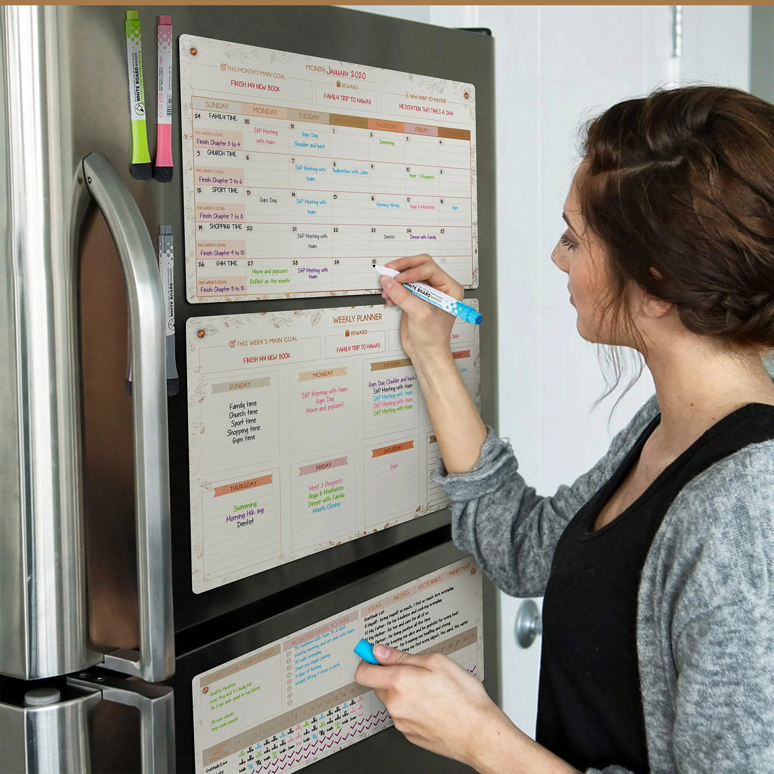 Op Maat Gemaakte Groothandel Droog Wisbord Kalenders Herbruikbare Planner Flexibele Magnetische Whiteboard Wekelijkse Kalenderplanner