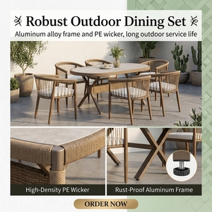 Juego de Mesa y Sillas de Comedor para Exteriores de Primera Calidad, Juego de Comedor de Aluminio Resistente a la Oxidación para 6 Personas con Cojines de Secado Rápido - Product Image 2