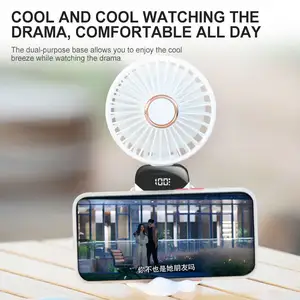 1200mAh Rechargeable Mini Pocket Fan Desk USB Rechargeable Fold Pocket Small Hand Fan Outdoor Handheld Desktop Standing Fan