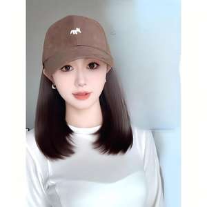 Casquette Perruque Intégrale Cheveux Courts Tendance Femme 2025 Nouveauté Petit Renard Casquette de Baseball Couvre-Tête Complet Cheveux Non-Remy Couleurs Variées - Product Image 1