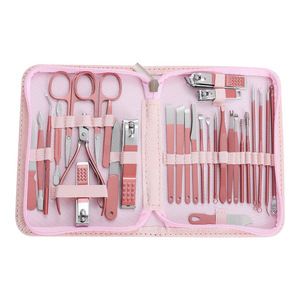 30PCS Manicure <b>Pedicure</b> <b>Tool</b> Set Stainless Steel Nail Clipper Kit With Pink Travel Case Cuticle Care <b>Tools</b> - Product Image 1