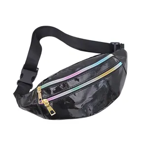 Sequin Waist Bag Holographic Laser Glass Shard Fanny Pack PU Cross-Body Pocket Closure Coin Purse Women Girl Bum Belt Chest Bag