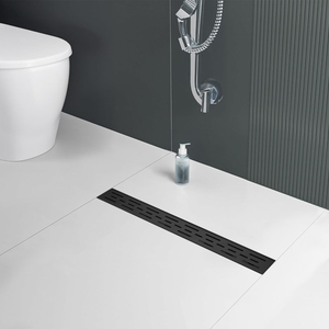 Desagüe de Ducha Lineal Moderno de 24 Pulgadas, Negro Mate, Acero Inoxidable 304, Desagüe de Piso para Baño de Hotel, Desagüe de Ducha Rectangular de 600 mm - Product Image 1