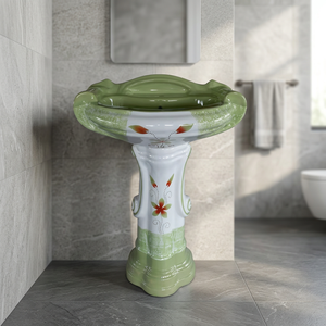 Rustic Black Finish <b>Ceramic</b> Column Pedestal Wash Basin Single Hole Drainer 9L Capacity Bathroom Sink - Product Image 5