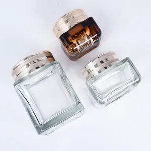 Jar Cosmetic Jar with Lid Clear 15g 30g 50g Cream Glass for Glass Clear Eye Bottle Amber Face Cream Item Cap Aluminium Plastic