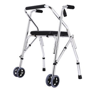 Yixinde Aluminum Alloy Foldable Wheeled <b>Walker</b> With Seat Double Wheel For <b>Elderly</b> Walking Aid - Product Image 1