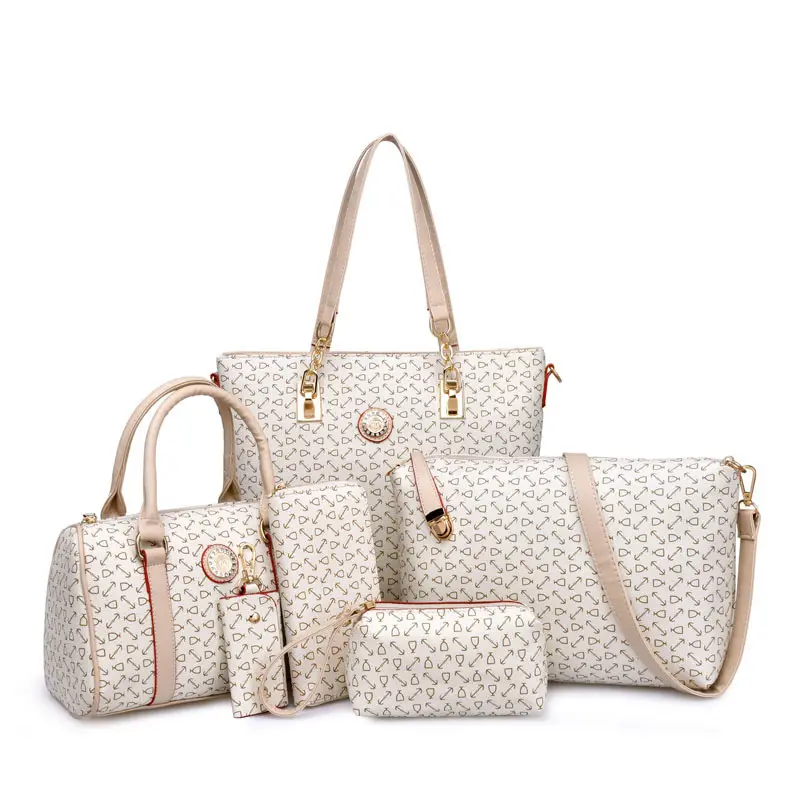 Wholesale Fashion Designer PU Leather 6pcs in 1 set Clutch Purses Large Capacity Ladies Bags Women Handbags For Women Tote Bag