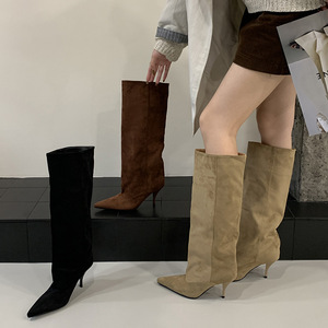 Bottines longues à talons hauts pour femmes, bottes léopard au-dessus du genou pour femmes - Product Image 2