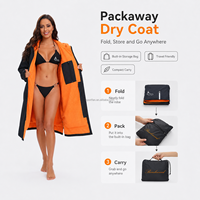 Robe de bain convertible 2-en-1 avec manches, manteau imperméable et pliable, parka de natation avec doublure en microfibre