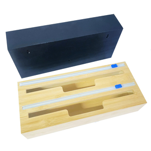 Haute Qualité Rectangle Bambou <span class=keywords><strong>Cling</strong></span> Film Feuille D'aluminium Boîte De Coupe Sculpté Couteau De Coupe Rotatif En Plastique Distributeur D'emballage QYBAMBOO - Product Image 5