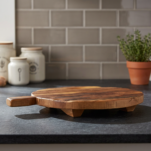 Tabla redonda de madera para servir y cortar para la cocina para las vacaciones-Navidad y Año Nuevo-para restaurantes - Product Image 1