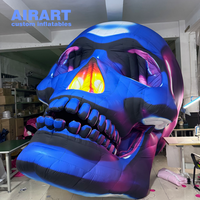 Sculpture gonflable géante de crâne Cyber Neon Gradient, installation Cyberpunk pour centre commercial Halloween, accessoire de toile de fond pour scène de festival EDM