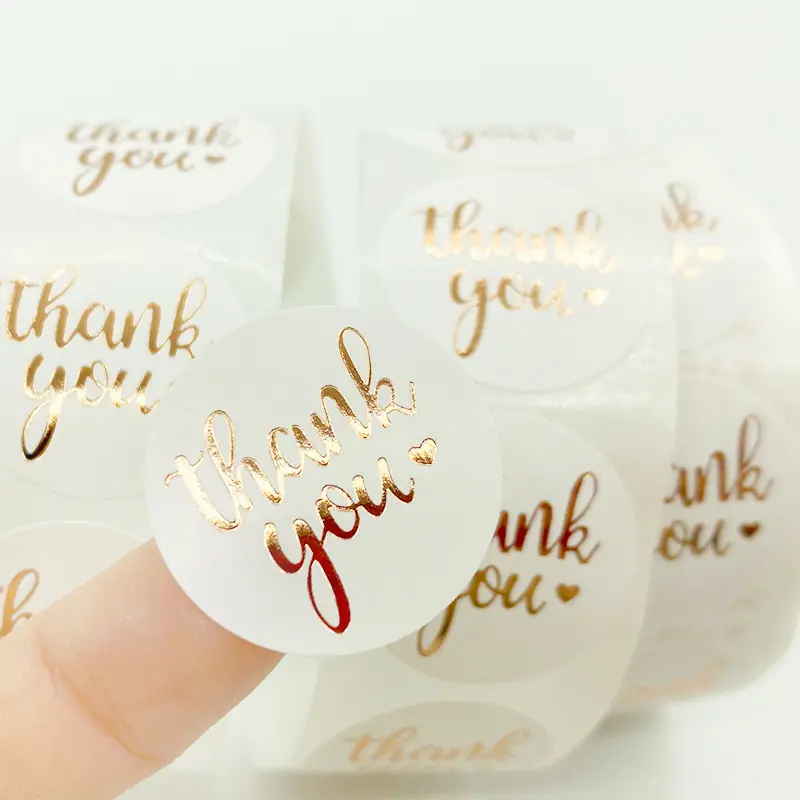 Brand Design Hot Stamping Strong Adhesive Sticker Gift Wrapping Thank You Sticker