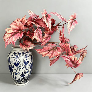 L-362 Hojas de <span class=keywords><strong>Begonia</strong></span> Artificiales al por Mayor, Hojas Verdes de Tallo Largo para Decoración de Arreglos Florales en Jarrones para Bodas y Hogar - Product Image 6