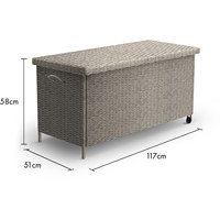 AJUNION Boîte de rangement de coussin en rotin tissé Boîte de rangement d'outils de jardin étanche avec verrouillable et roues