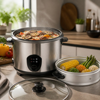 Cuisinière à riz électrique multifonctionnelle cylindrique intelligente en acier inoxydable 0,6L-2,8L avec cuve intérieure antiadhésive en aluminium pour hôtels et foyers