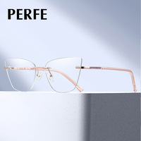 MM 91373 Nouvelle monture de lunettes de vue style œil de chat en métal, montures de lunettes sans monture pour femmes
