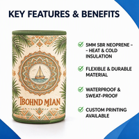 Porte-canettes isotherme en néoprène de 5 mm d'épaisseur avec logo personnalisé pour canettes de bière de 12 oz