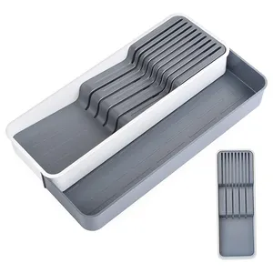 WOKA Kitchen High Quality Wholesale Expandable Plastic Cutlery Tray Drawer Organizer CLASSIC Double Storage Trays