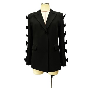 AELESEEN High Fashion Women's Blazer Suit Autumn Winter <strong>Red</strong> Black Temperament Heavy Industry <strong>Bow</strong> 3D Design Long Coat Female - Product Image 5