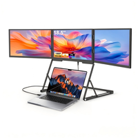 Moniteur triple écran TriCreate Pro 18,5 pouces 1080P FHD USB-C portable pour ordinateur portable, écran LCD IPS en aluminium de qualité supérieure pour les entreprises