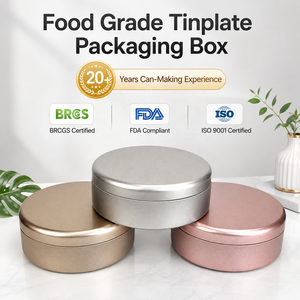 Ready Stock Round Food‑Safe Tinplate <b>Box</b> Matte Metallic Surface <b>Metal</b> Packaging Container For Food Candle Wax - Product Image 2