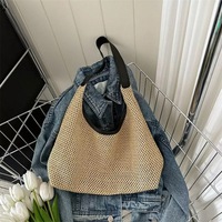 Sac fourre-tout vintage en paille tressée 2026 – Grande capacité, style vacances, sac de plage pour femme, sac à bandoulière tendance été