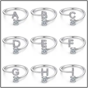 Top Fashion Silver 925 Women Cubic Zirconia Jewelry Initial Name Letter Ring