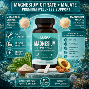 Complesso di magnesio pesante 300 mg glicina acido malico e magnesio citrato capsule per il rilassamento muscolare sedazione del sonno ed energia - Product Image 4