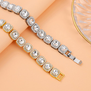 Nouveau produit de la collection Fashion Chain : Bracelet en sucre candi <span class=keywords><strong>carré</strong></span> de 12 mm, même style que Cheng. Collier tendance hip-hop pour hommes et femmes, style rap - Product Image 4