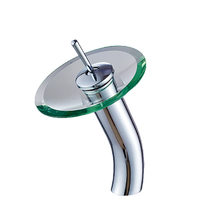 Robinet de lavabo cascade de luxe en laiton, finition chrome poli, monocommande, cartouche céramique, plaque en verre, pour salle de bain moderne