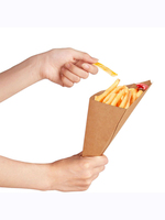 Boîte d'emballage de frites jetables en forme de cône blanc anti-graisse Boîtes d'emballage en papier avec sauce à angle de placement d'assaisonnement