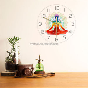 Orologio <span class=keywords><strong>da</strong></span> <span class=keywords><strong>Parete</strong></span> con Luci LED, Design Yoga Lotus Stampato ad Acquerello, <span class=keywords><strong>Orologi</strong></span> Colorati <span class=keywords><strong>per</strong></span> Decorazione Casa e Studio Yoga - Product Image 3