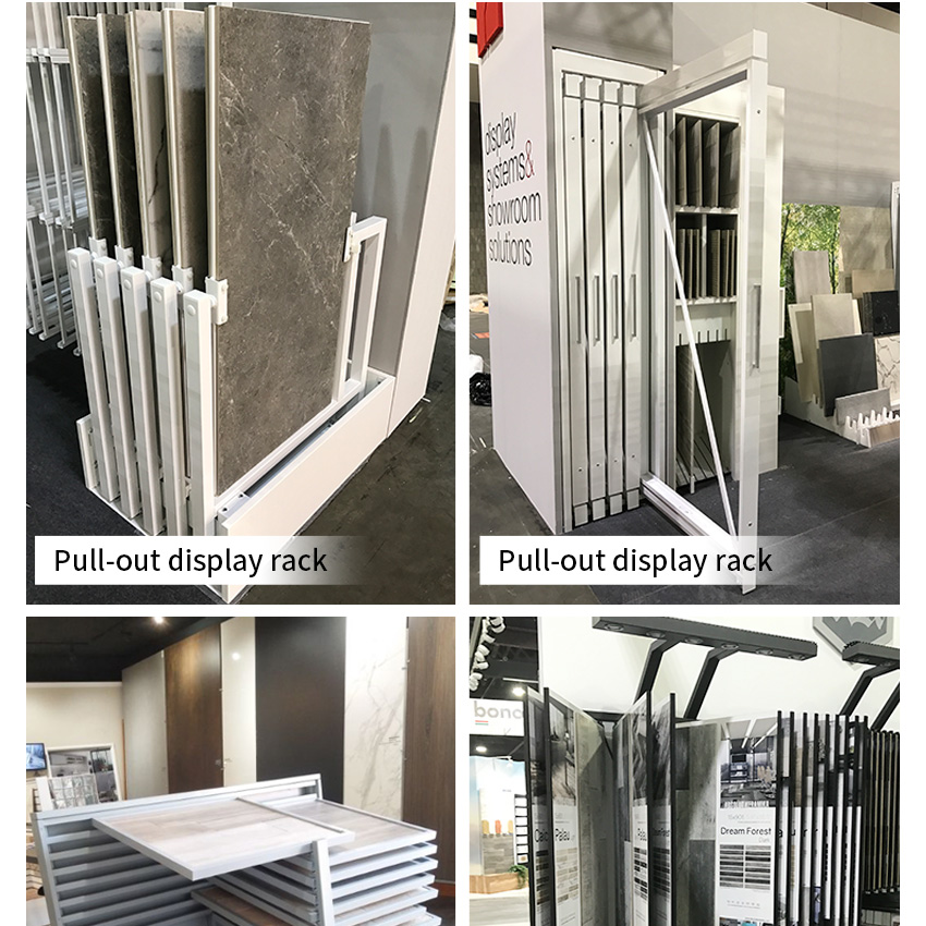 Idea Granite Slide Racks Sintered Stone Tile Slab Displays Stand Calacatta Ceramic Panel Floor Marble Display Racks For Showroom