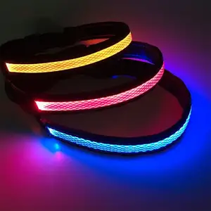 Collar Led Dogs Wholesale Pet Supplies Customized Led Pet Collar Rechargeable Dog Cat Nylon Pet Collar